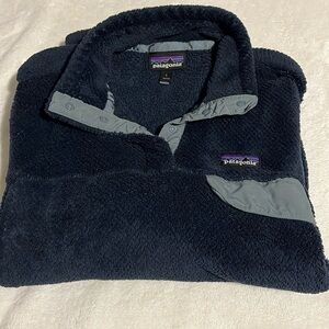 Women's Dark Navy Blue Patagonia Quarter Button-Up Pullover Fleece SZ L